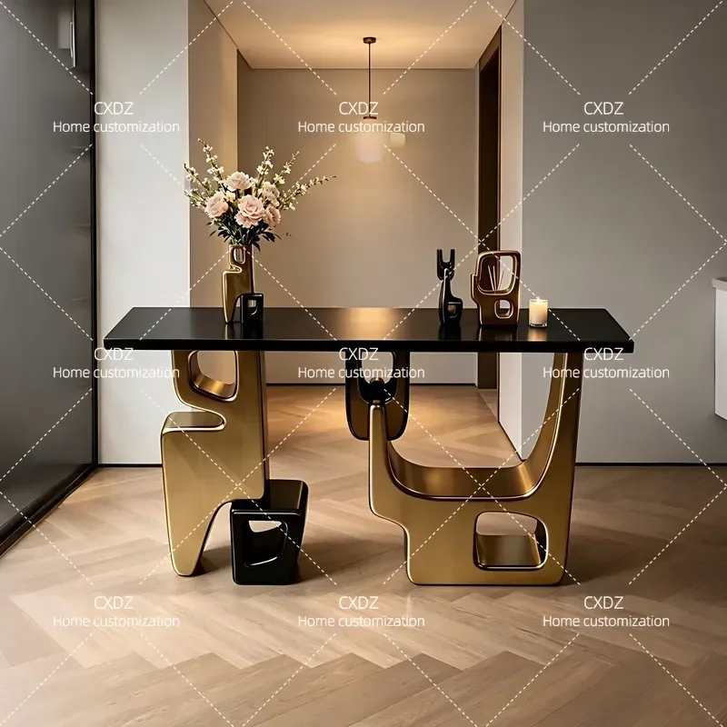 Modern Minimalist Entryway Console Table Light Luxury Paint Finish Entrance Hallway Storage Cabinet Corridor Decorative Shelf