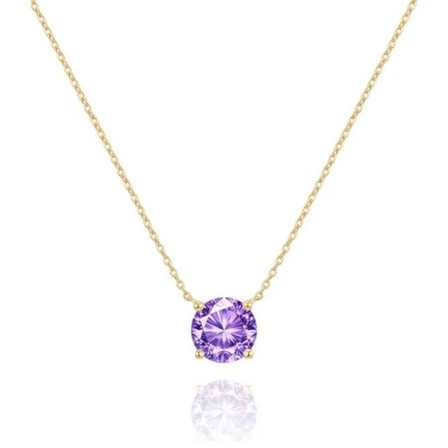 

Pendant Necklace for Women, Dainty Cubic Zirconia Necklace for Women, 14K Gold Plated Solitaire CZ Pendant, 1.5 Carat 7.3mm Cry