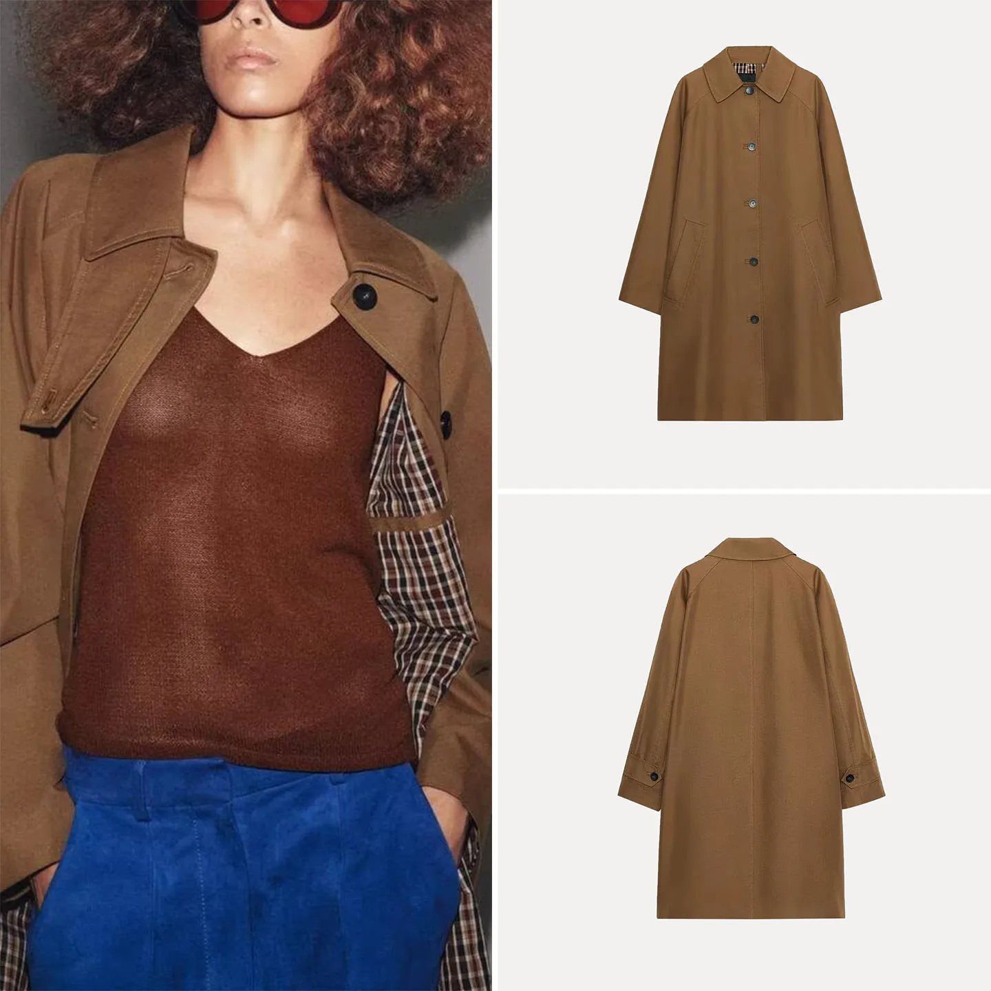 

Ele пальто средней длины на пуговицах, осень 2022, новое женское пальто Faion с отложным воротником, свободное длинное пальто Z для поездок на работу...