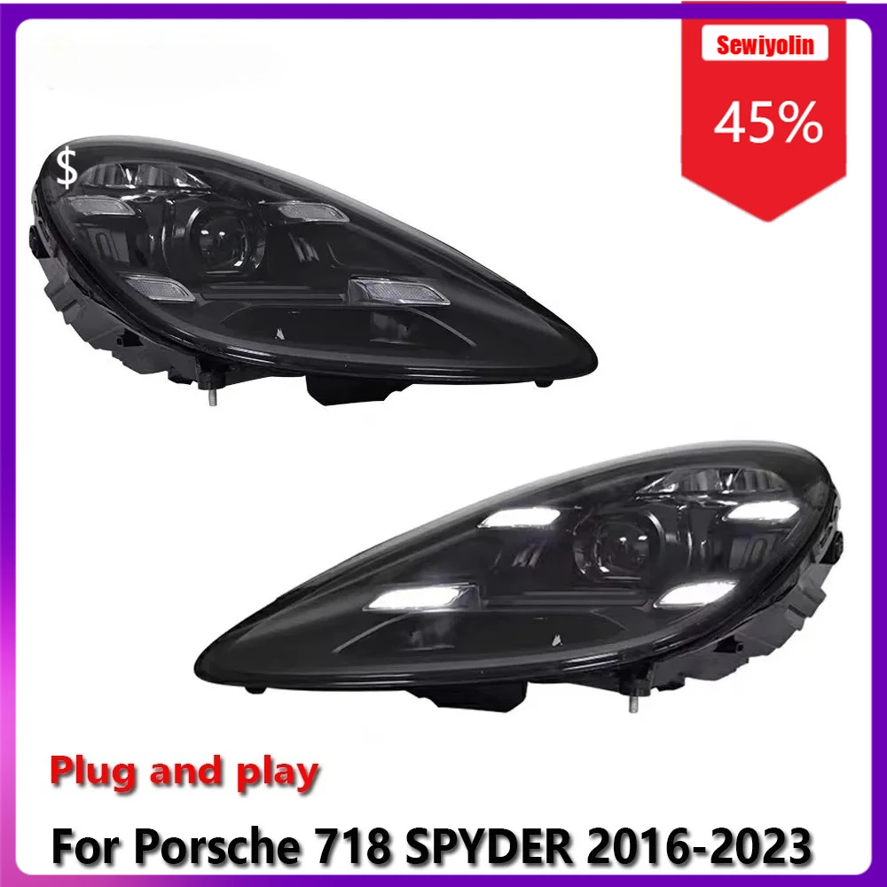 

Автомобильные светодиодные фары Sewiyolin в сборе для Porsche 718 SPYDER 2016-2023, противотуманные фары DRL, стоп-сигналы поворота Plug and Play