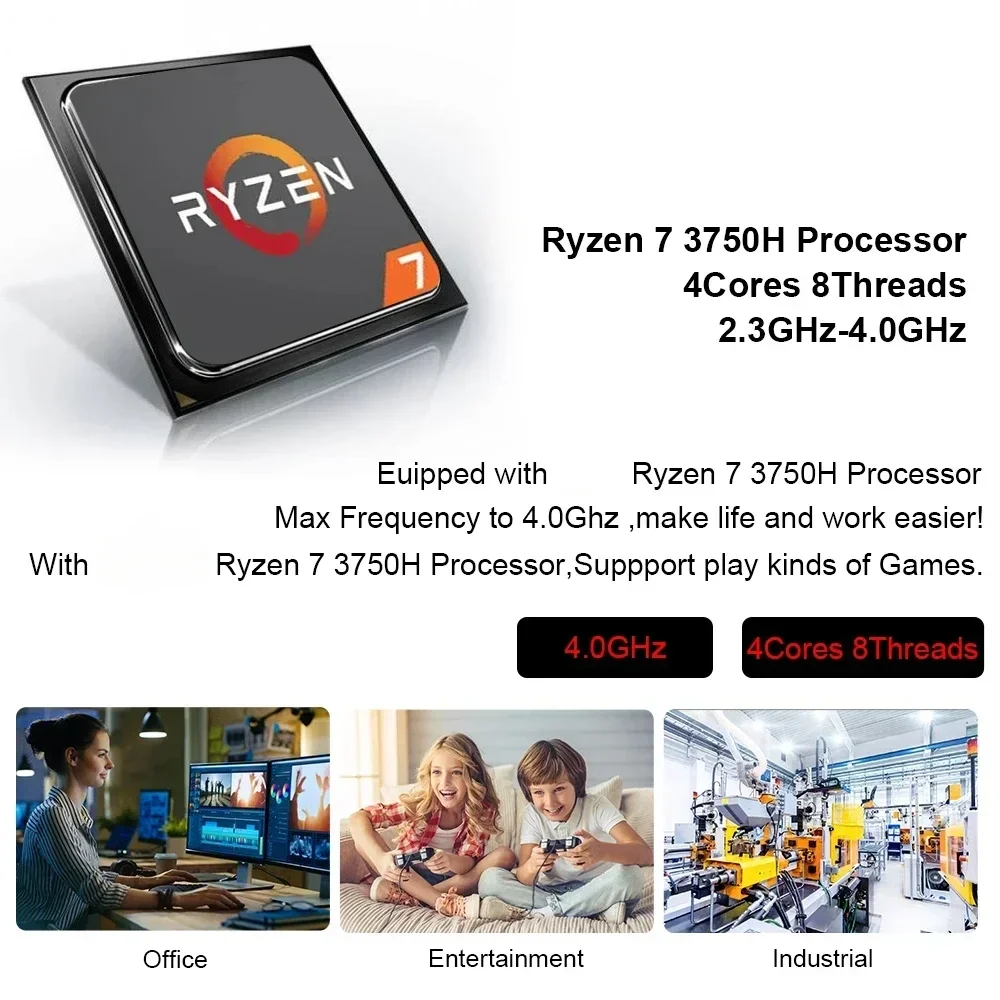 AMD Ryzen 7 2700U/3750H/Ryzen 5 3550H كمبيوتر صغير Windows 11 Pro DDR4 16GB M.2 2280 500GB SSD سطح المكتب مكتب كمبيوتر صغير ألعاب الكمبيوتر