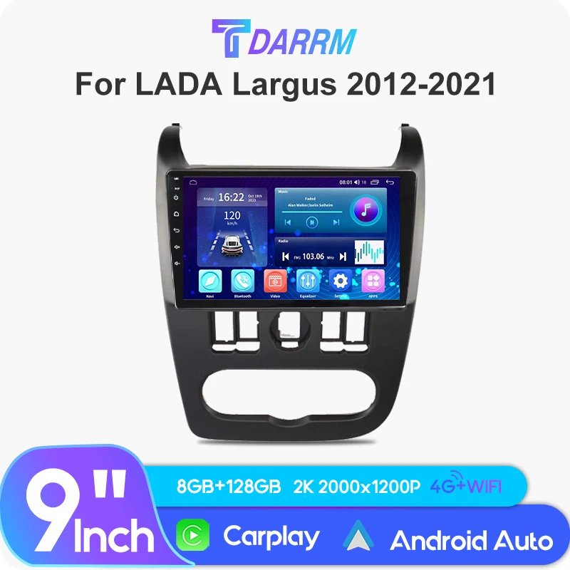 9 Inches Car AutoRadio Android 12 For LADA Largus 2012-2021 Wireless Carplay Navigation GPS Car Multimedia Stereo Vedio Player