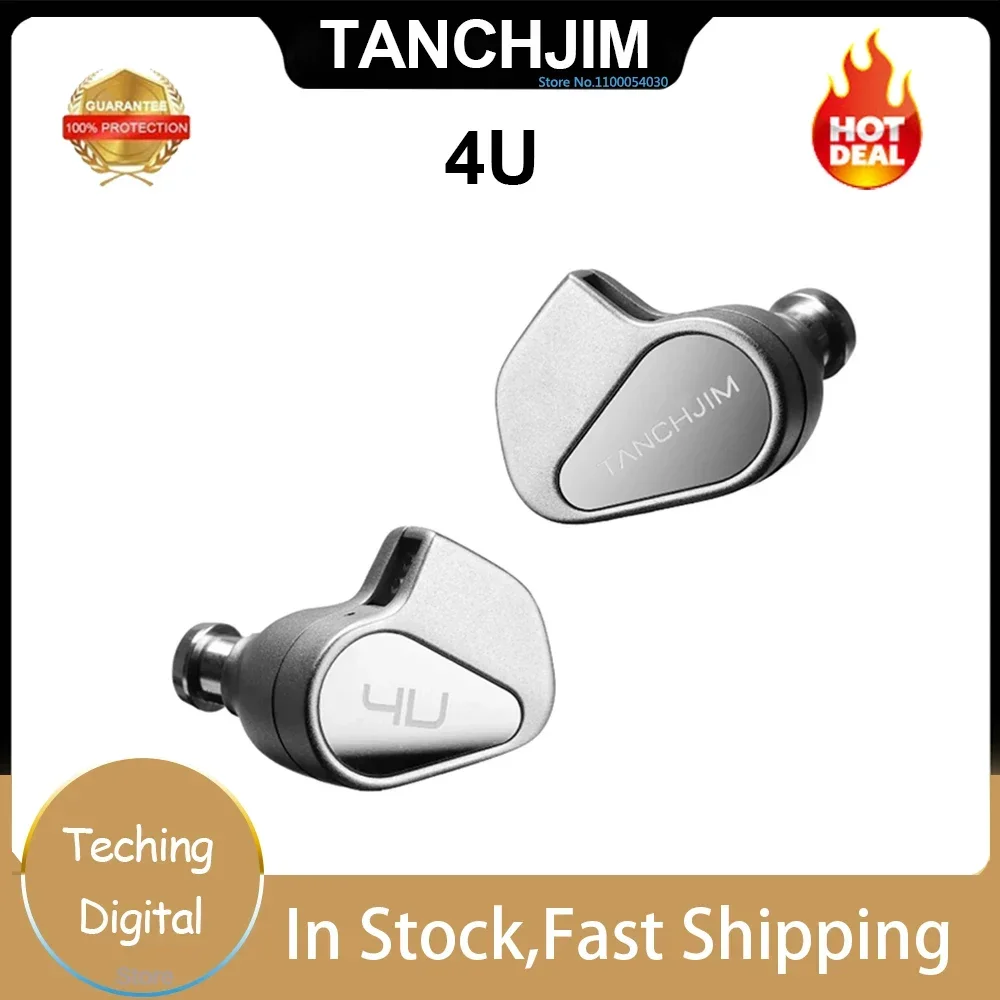 Original TANCHJIM 4U Earphones DMT-4 Ultra Double-chamber Dynamic Driver in-Ear Monitors with 3.5mm Cable 4 Turning Swithes