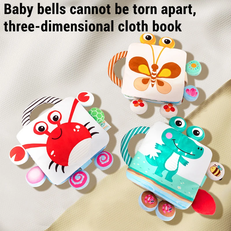 0-36 Months Baby 3D Cloth Book Early Learning Toys Montessori Sensory Animal Tail Cloth Book Newborn Enlightenment Baby Toys