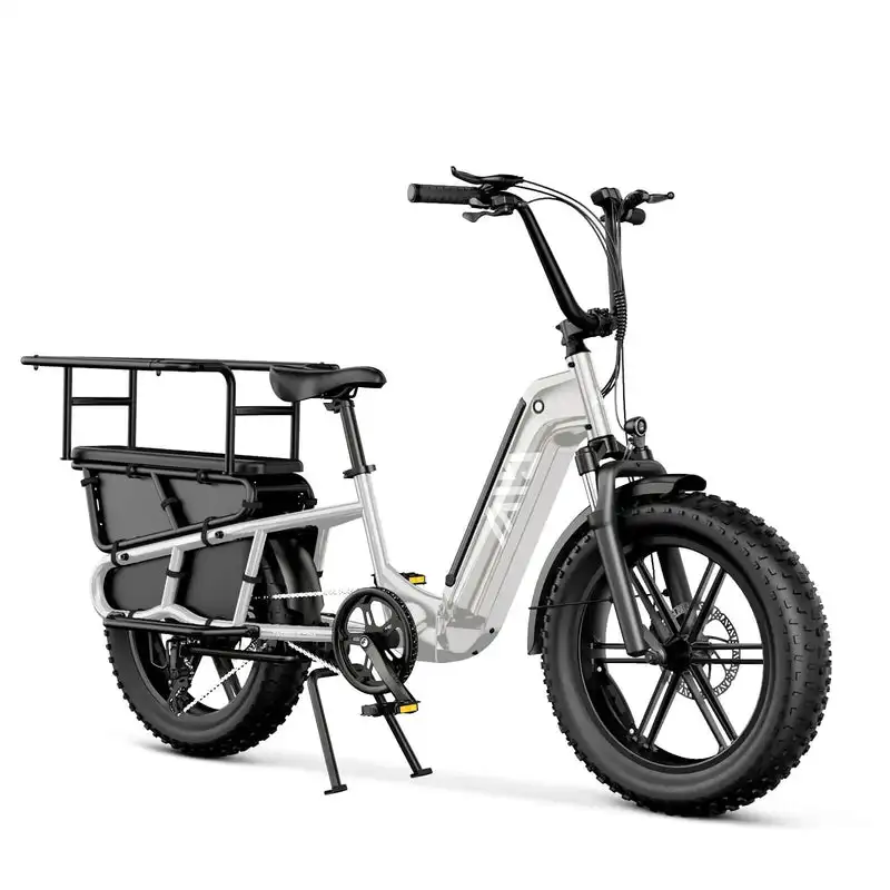 20 Inch Long Tail Electric Cargo Bike 48V Folding Urban Commuter Ebike for Family Kids Pets Large Rack City Transport image 1