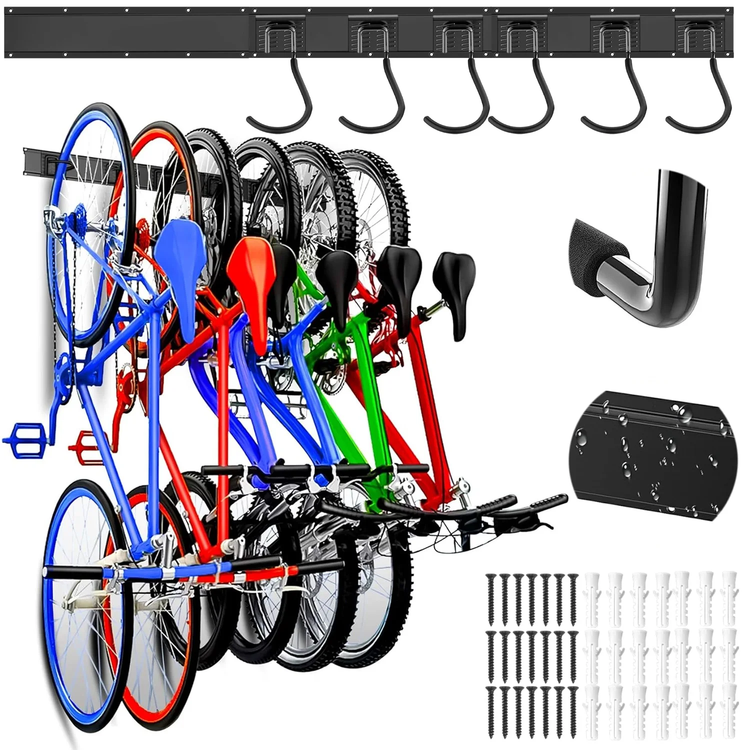 Wandmontierter Fahrradständer, robuster Fahrrad-Organizer, Werkzeughalter für die Garage, geeignet für E-Bikes, Roller, Rennräder und Mountainbikes.