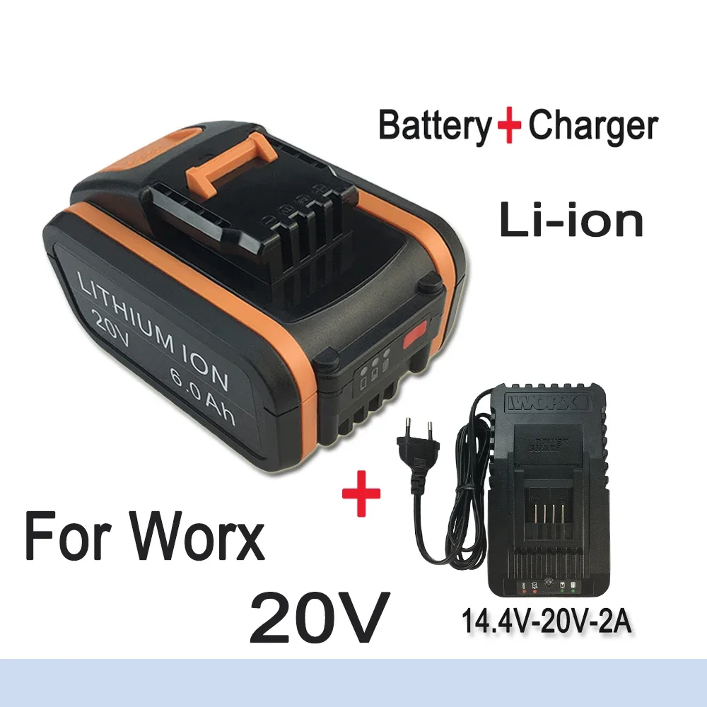 

For Worx 20V 6000mAh Rechargeable Li-ion Battery WA3551 WA3551.1 WA3553 WA3641 WX373 WX390 Electric Tool With charger