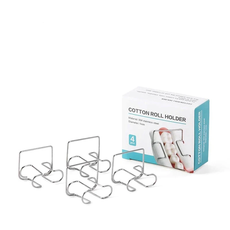 4개/박스 치과 교정용 면봉 클립 교정용 스테인리스 멸균 면봉 홀더 치과 격리 도구
