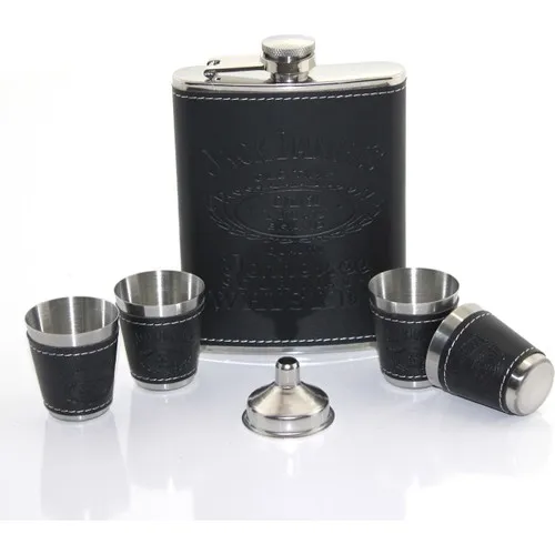 Ilkayconseptmoda Stainless Steel Flasks 4 Shot Cupped Skinned Coated 8 Oz ( 236 ml)