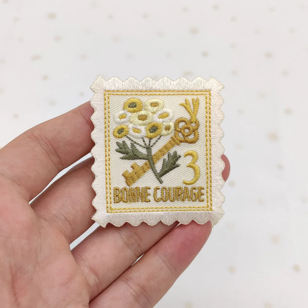 Stamp Plant Flower Embroidery patch Patches For Clothing Parches Ropa Termoadhesiv Para Iron On Bordados  La Clothes Naszywki