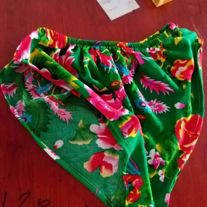 Men Women Large Flower Retro Sexy High Waist Underwear Plus Size Cotton  Erotic Panties Comfortable Breathable Briefs Costumes