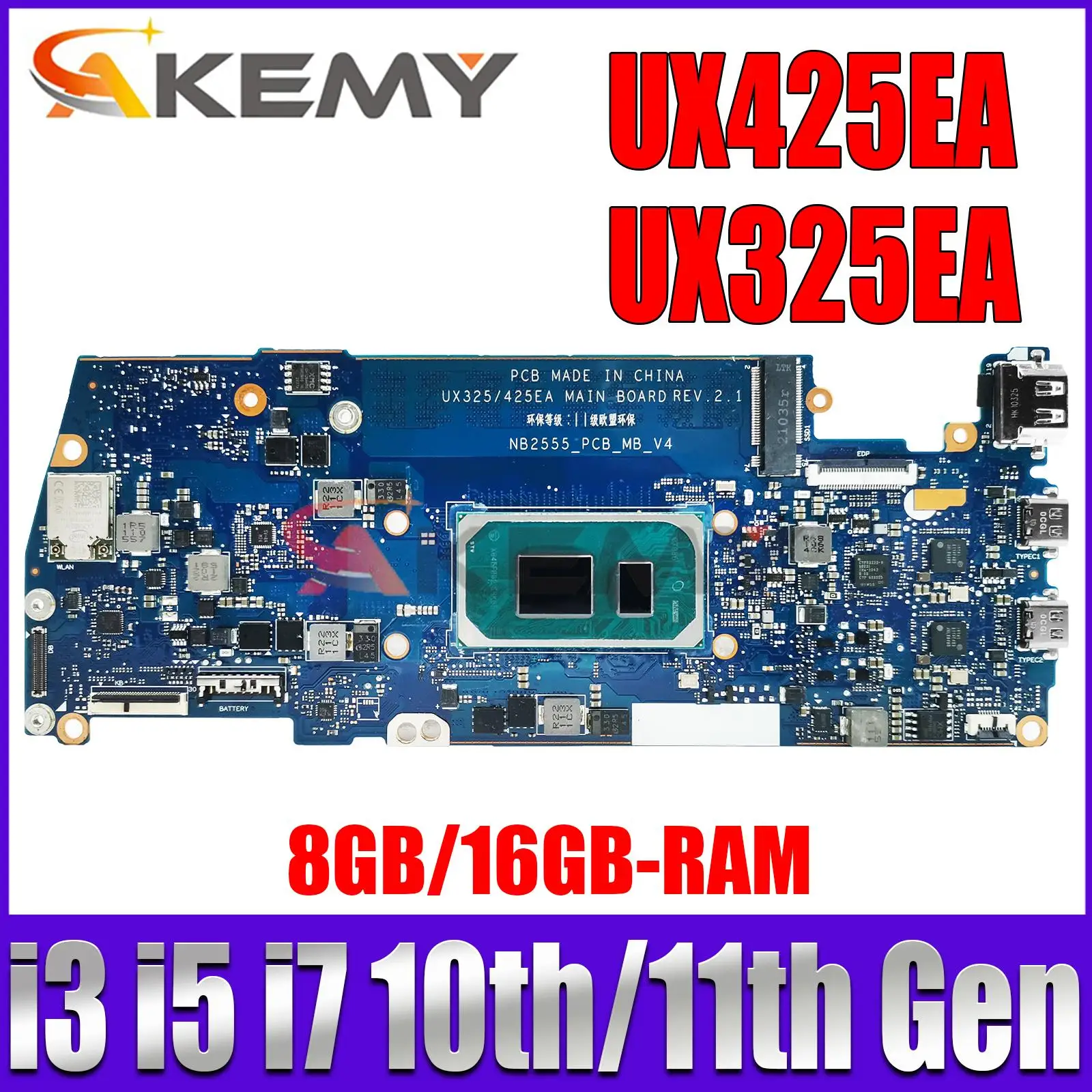 

For ASUS ZenBook 14 13 UX425EA Motherboard UX325EA i5 i7 11th CPU and 8GB RAM 100% Test Ok Zenbook 14X BX5401E RX5401E
