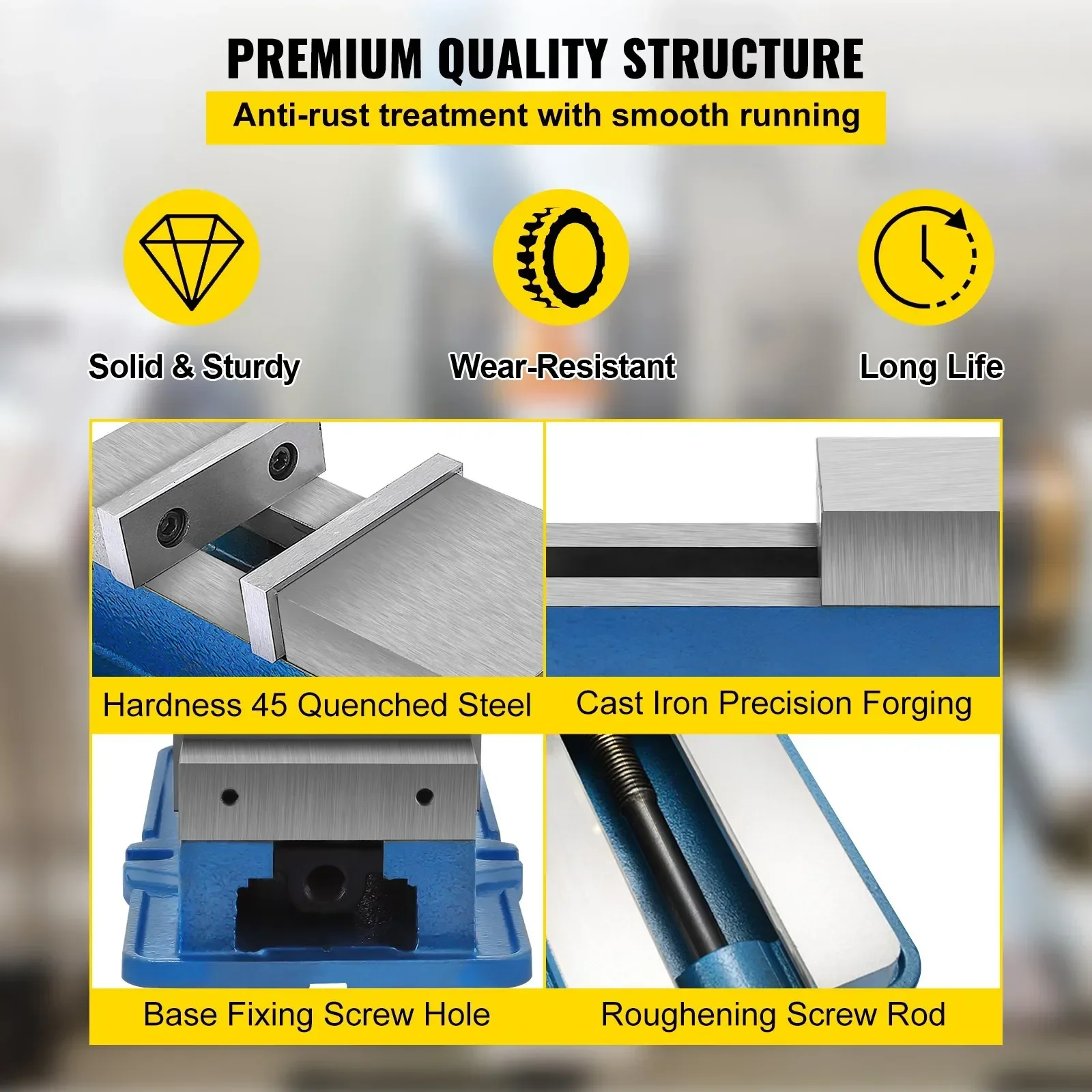 ‌SIHAO 6" High-Precision Milling Vice with 0.002" Micron-Level Accuracy, Heavy-Duty Bench Clamp for Drilling & Sawing Operations