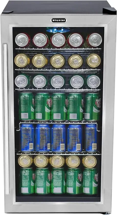 Refrigerador de bebidas con ventilador interno, acero inoxidable 120, capacidad de lata