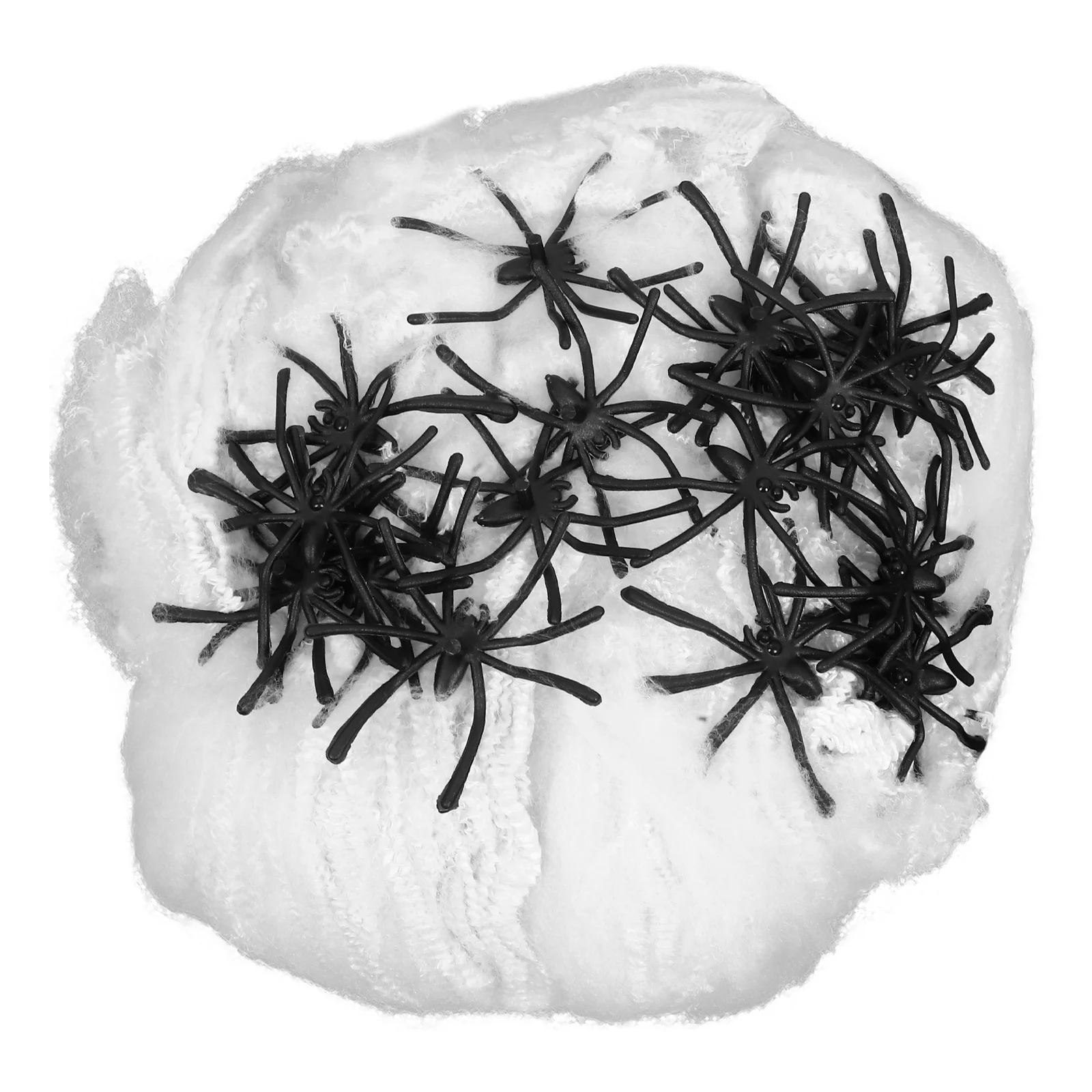 

4Packs Halloween Spider Decorations Stretch Cobwebs Fake Plastic Spiders Creepy Web for Indoor Outdoor Haunted House Party Decor
