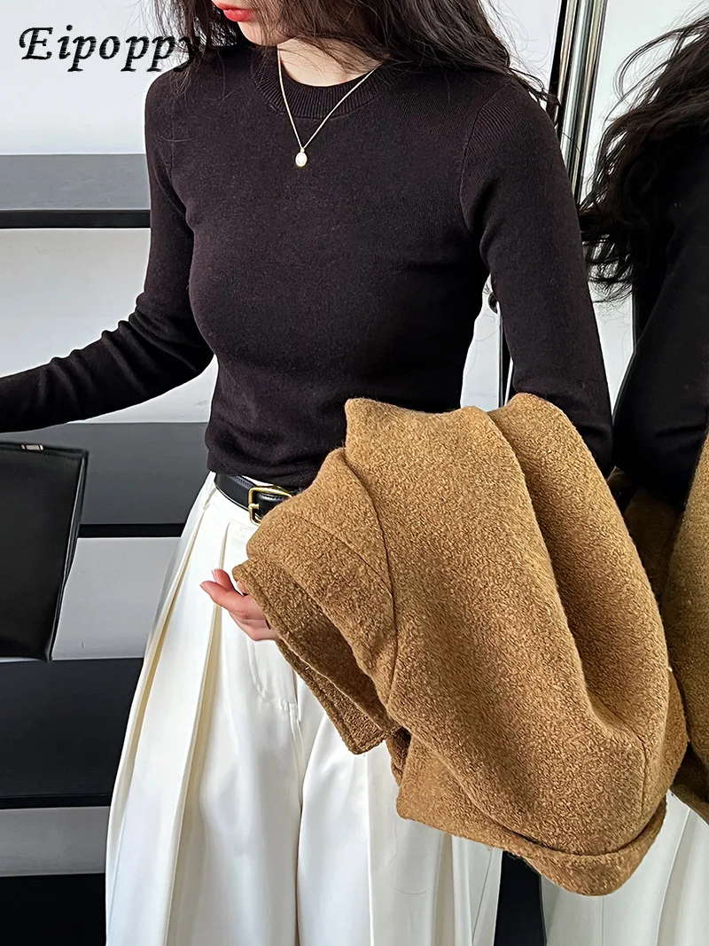 قميص تحتي حراري بسيط للنساء ، ملابس محبوكة برقبة مستديرة للتنحيف تناسب الجسم ، الخريف والشتاء