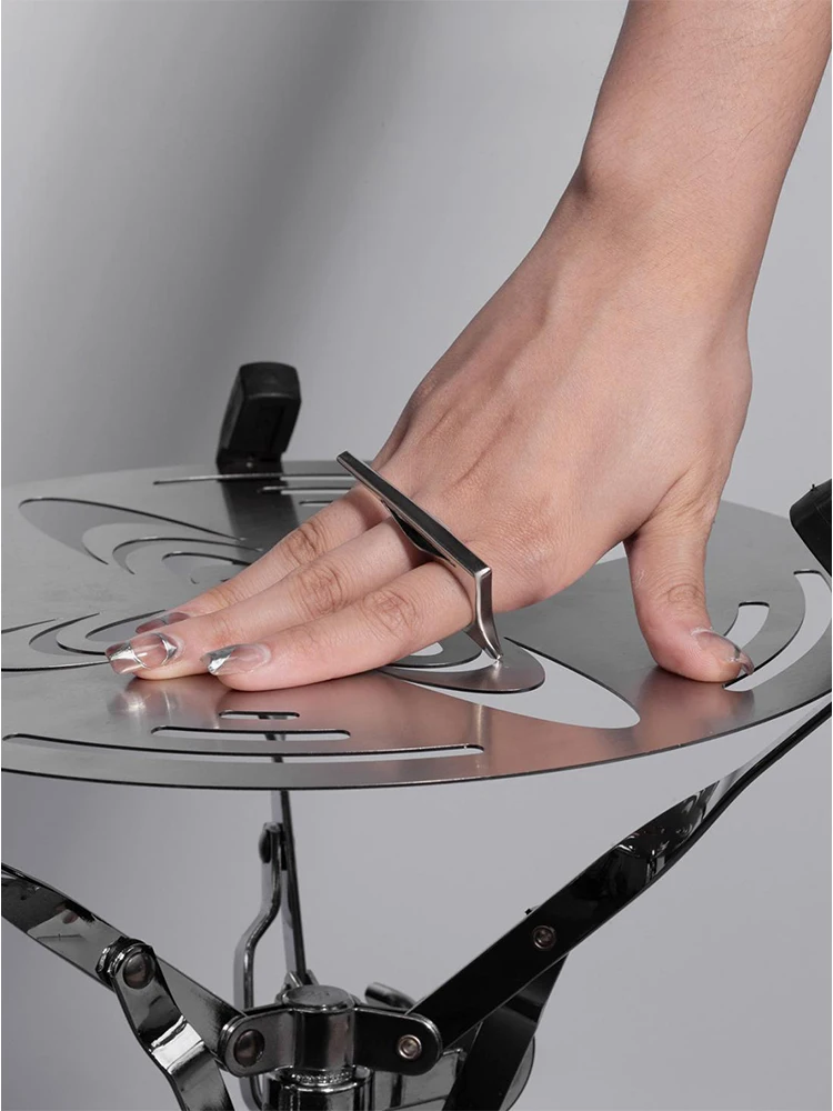 ZHUHE Long Handle Open Ring Cyberpunk Style For Women Men\'s Jewelry Accessories Party Gifts