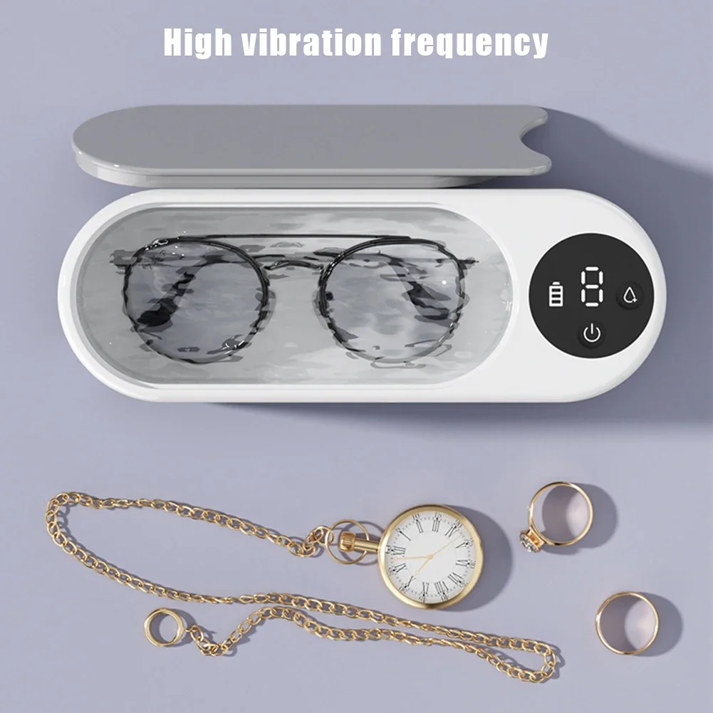 Ultrasonic Jewelry Cleaner Machine Portable Glasses Cleaner Eyeglass Washing Tool 47kHz High Frequency Ultrasonic Cleaning Bath