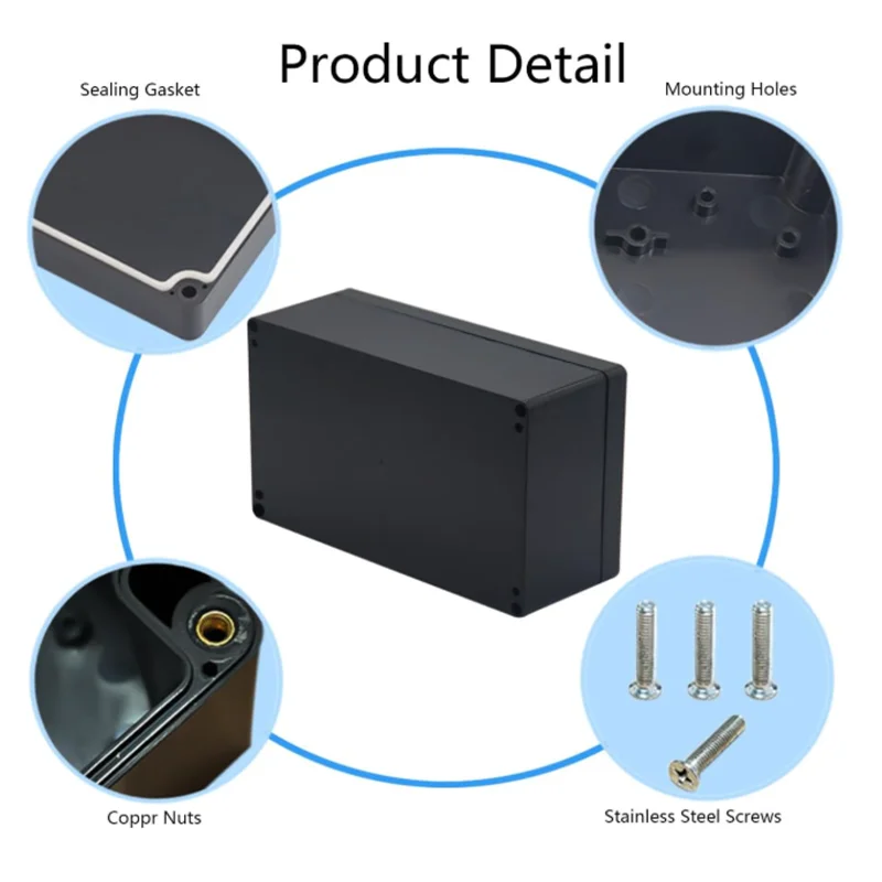IP67 Black Box ABS Waterproof Housing Electronic Safe Case Plastic Boxes Wire Junction Box Flame-Retardant Electrical Instrument image 4