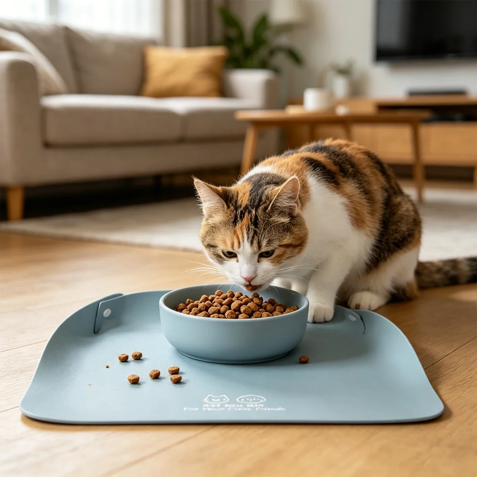 New PU Leather Pet Feeding Mat Waterproof Anti Slip Cat Food Mat Easy Clean Semi Enclosed Leather Pet Mat Pet Supplies