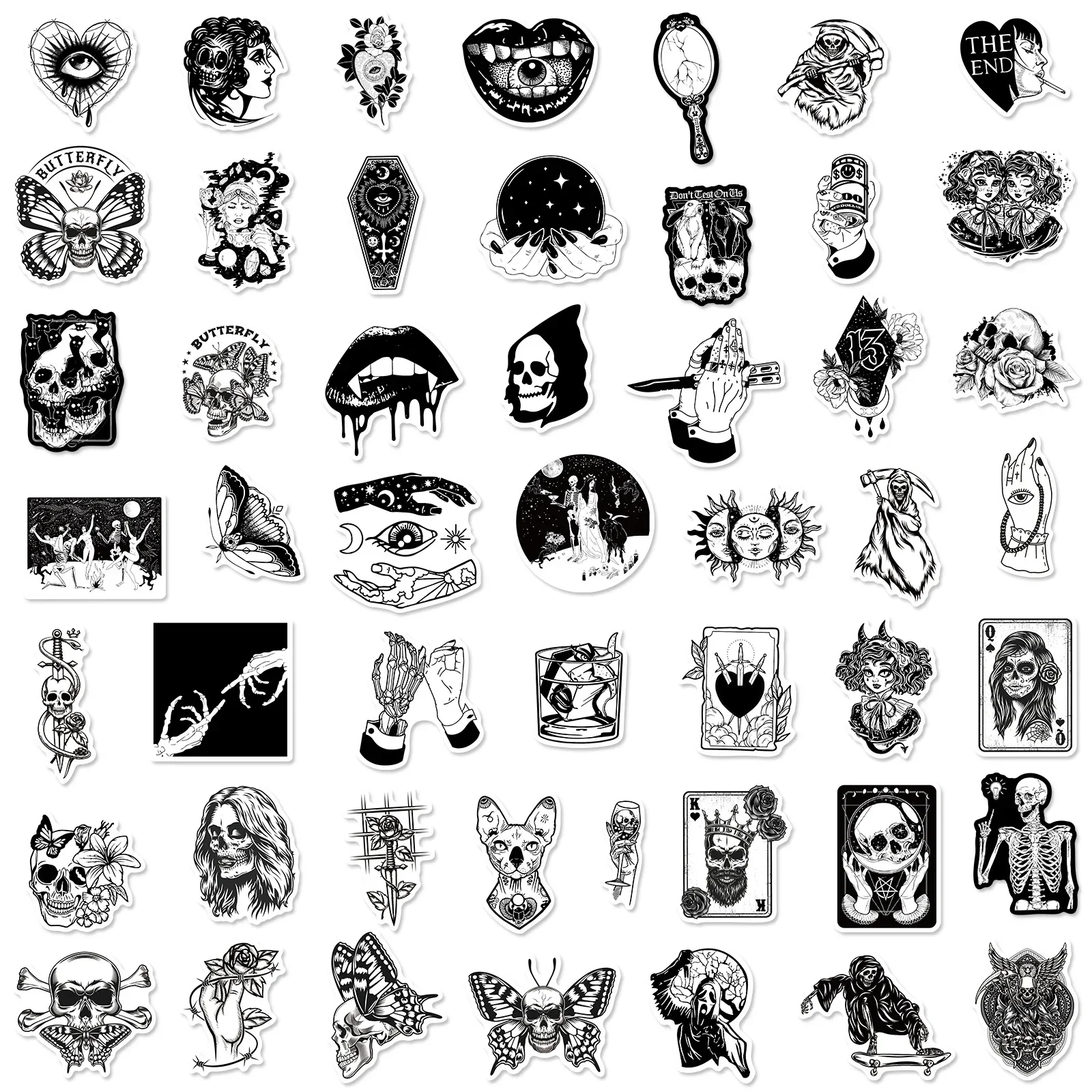 Cool Horror Skull Stickers Waterproof Gothic Decals for Phone Skateboard Guitar Laptop Car Motorcycle Helmet Halloween Decals