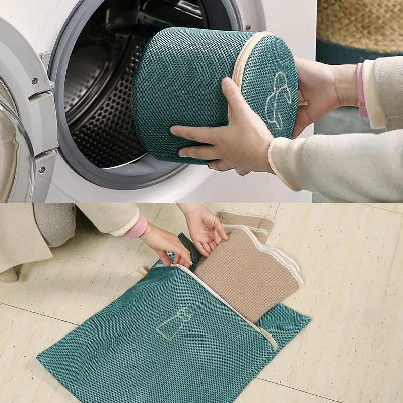 

Morandi Embroidery Laundry Bag Wash Underwear Washing Machine Bags Portable Clothing Organizer Lingerie Socks Bra Laundry Basket