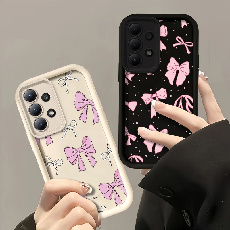 Korea Cute Pink bow Phone Case For Samsung Galaxy A31 A30 A23 A22 A20S A13 A12 A10S A04S A03S Silicone Anti Drop Cover Funda