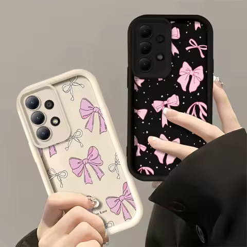 Korea Cute Pink bow Phone Case For Samsung Galaxy A31 A30 A23 A22 A20S A13 A12 A10S A04S A03S Silicone Anti Drop Cover Funda