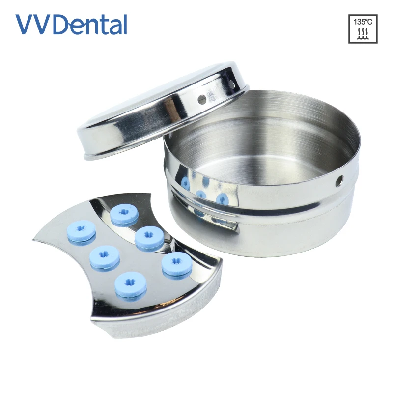 

VVDental Stainless Steel Sterilization Tray Box Round Plate With Hole Cover Medical Equipment Steriliser Container