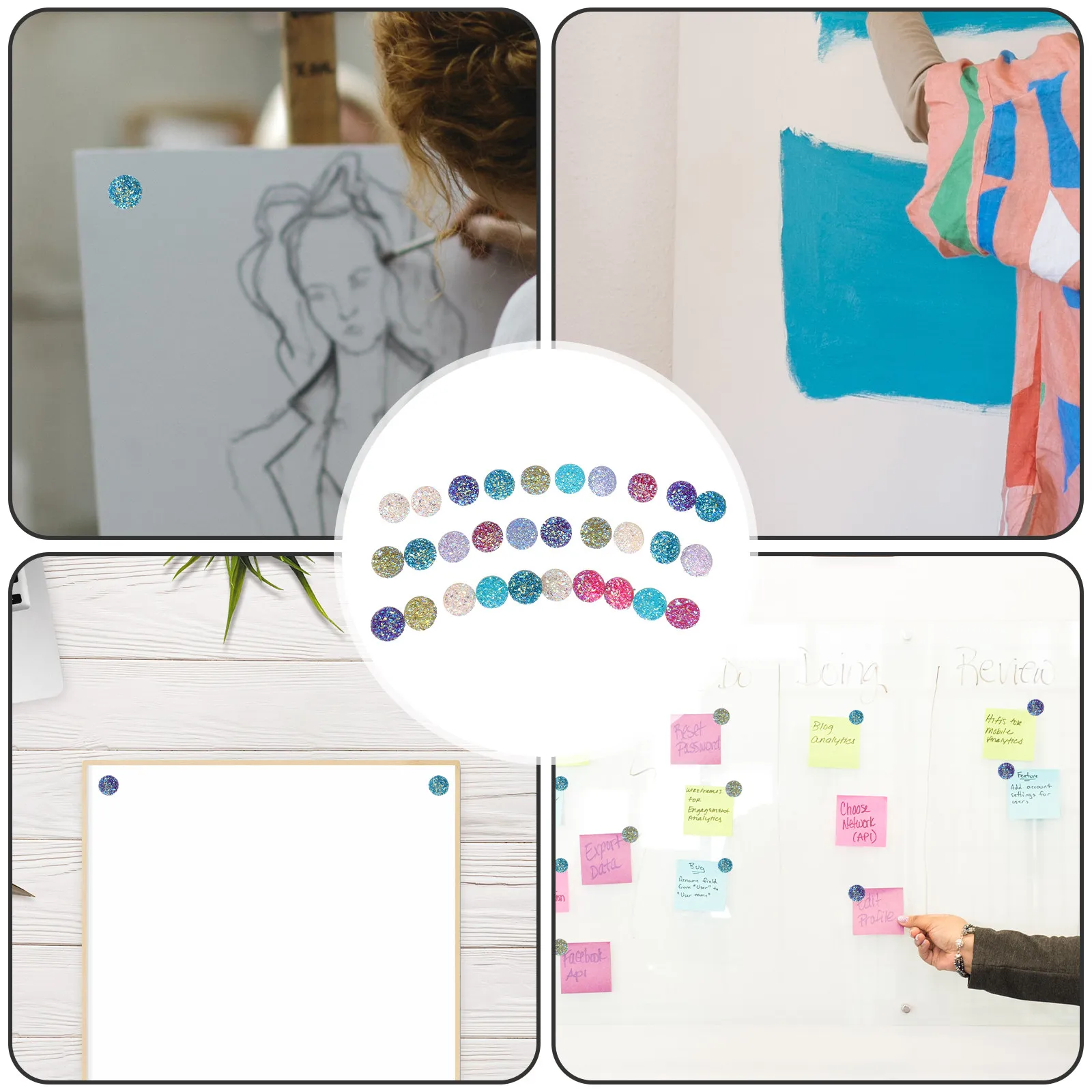 

30Pcs Diamond Head Pushpins Compact Thumbtacks Multi-Function Shining Map Accessories Home Office Desk Supplies