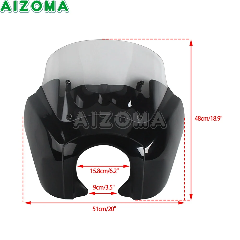 Club Style Fairing Motorbike 9" 12" 15" Windscreen For Harley Softail FXBB FXBBS FXLR FXST For Baja Design LP6 Headlight Bracket view 6