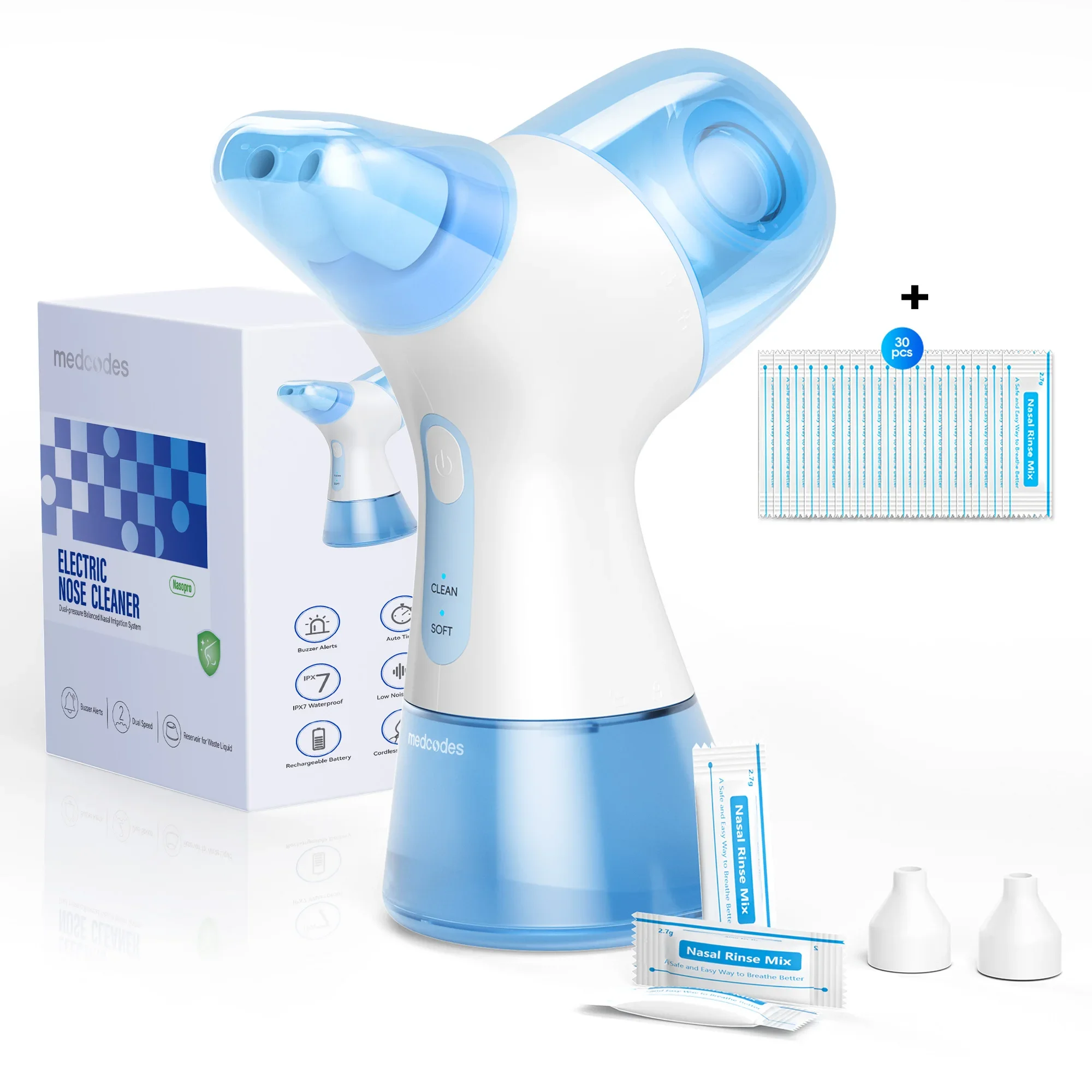 Neusdoucheapparaat met watertank & afvalopvangtank - Neusreiniger voor sinus, allergieverlichting