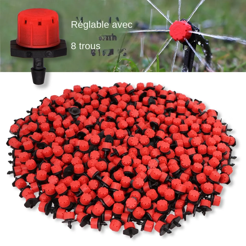 50-500 pièces 1/4 ''barbe rouge buses réglables arrosage de jardin arroseur lavable émetteur 0-80L/H pour serre de cour