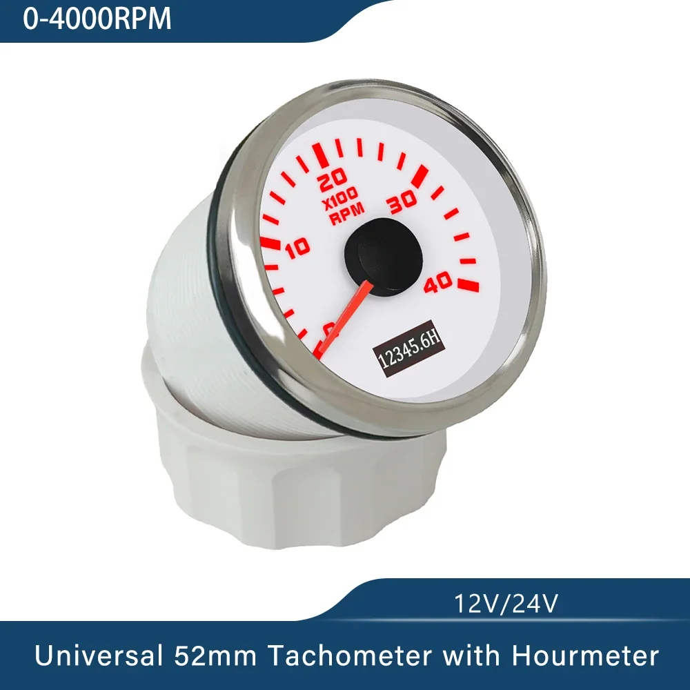 New Universal 52mm Tachometer RPM Meter 0-3000RPM 4000RPM 6000RPM 7000RPM 8000RPM with Red Backlight 9-30V for Car Boat Yacht