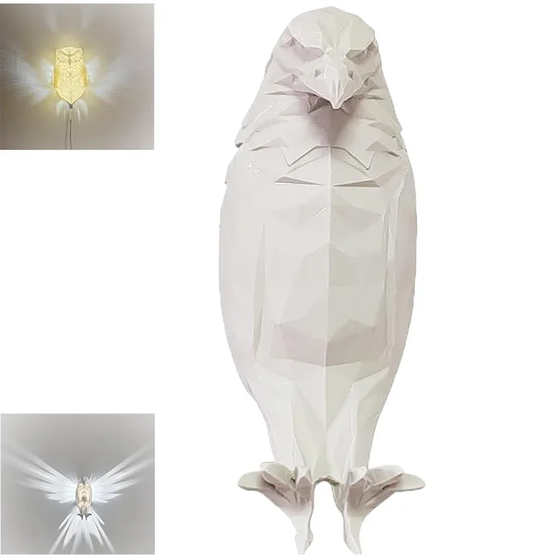 Modern Creative 3D Bird Wall Lamp Body Animal Lighting Lustre Atmosphere Halloween Owl Eagle Shape Projector Wall Decoration