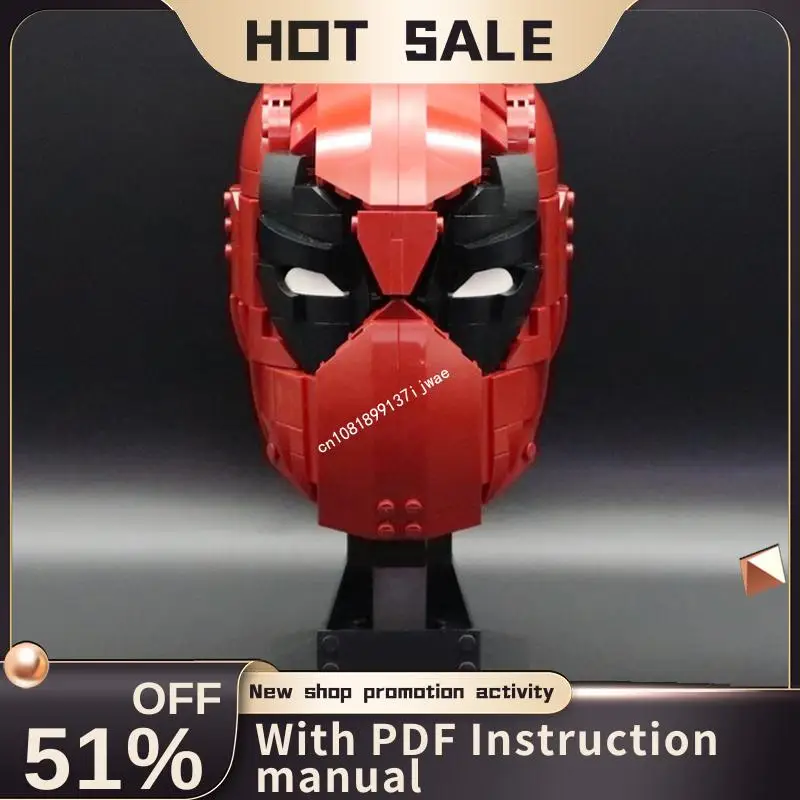 

New 569Pcs Famous Dead Hero Movie Moc Character Mask Head Helmet Model Custom Puzzle Diy Creative Ideas Kids Toys Birthday Gifts