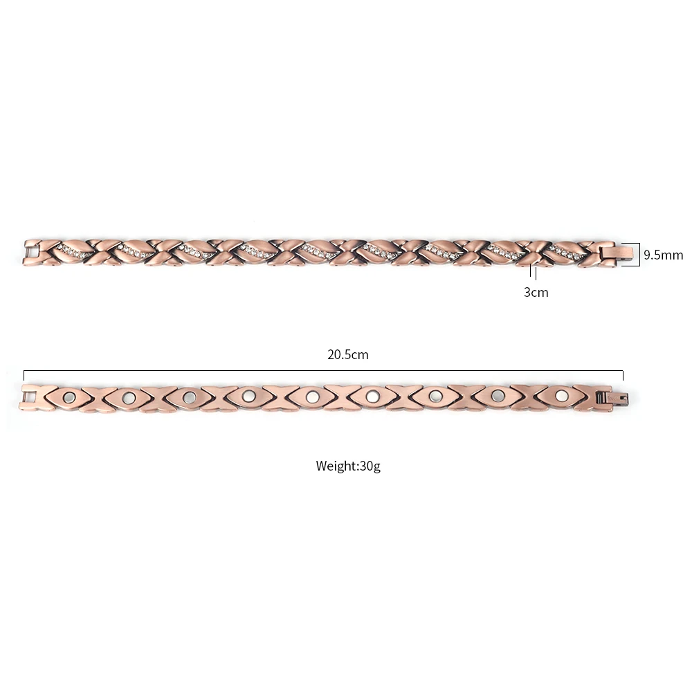 Wollet Jewelry Copper Bracelet for Women, Arthritis and Joint Pain Therapy Carpal Tunnel Zircon Bracelets