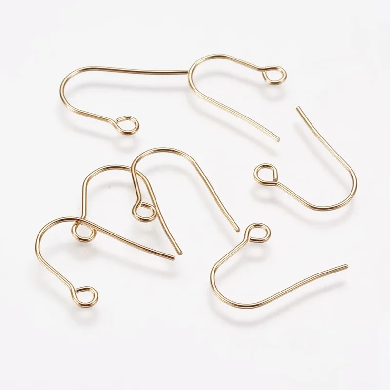 10-20PCS Stainless Steel Earring Hooks Light Gold Ear wire with Loop for Earring DIY Making