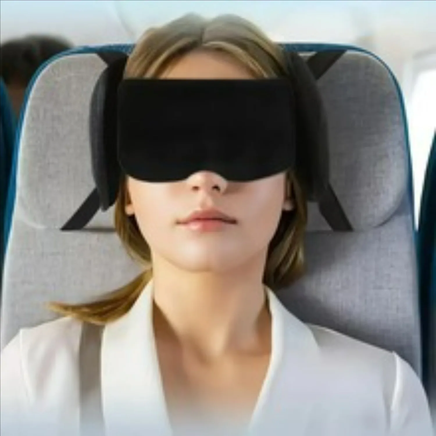 Travel Pillows for Airplanes, Airplane Pillow for Long Flight, Airplane Head Strap with Eye Mask for Sleep 360° Support Headrest