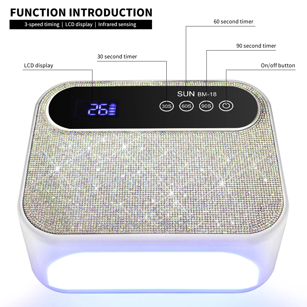 Manicure Smart Sensing UV Lamp with Removable Bottom Plate 42pcs Dual Light Source Lamp Beads Portable Nail Dryer for Home Salon