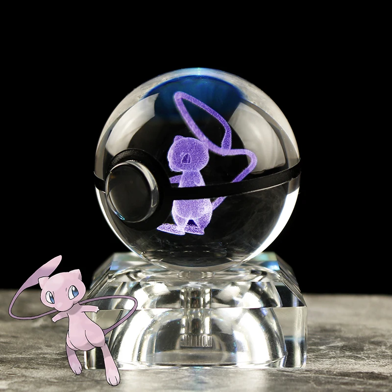 Gengar Pikachu Mew bola de cristal de Pokémon 3D, juego periférico, modelo coleccionable, recuerdo, regalos de navidad