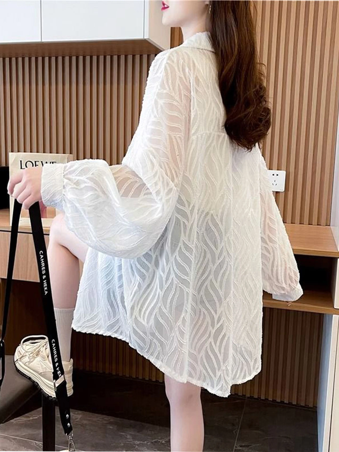 Ice Silk Thin Chiffon Sun Protection Shirt Women Summer Loose Large Size Mid-Length Open Cardigan Outerwear Breathable Quick-Dry