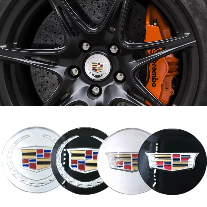 Etiqueta engomada del emblema del cubo central de la rueda del coche de 60/65MM para Cadillac ATS CTS DTS STS SLS SLR XLR BLS Sevilla Escalade Tiburon CT6 Decoración