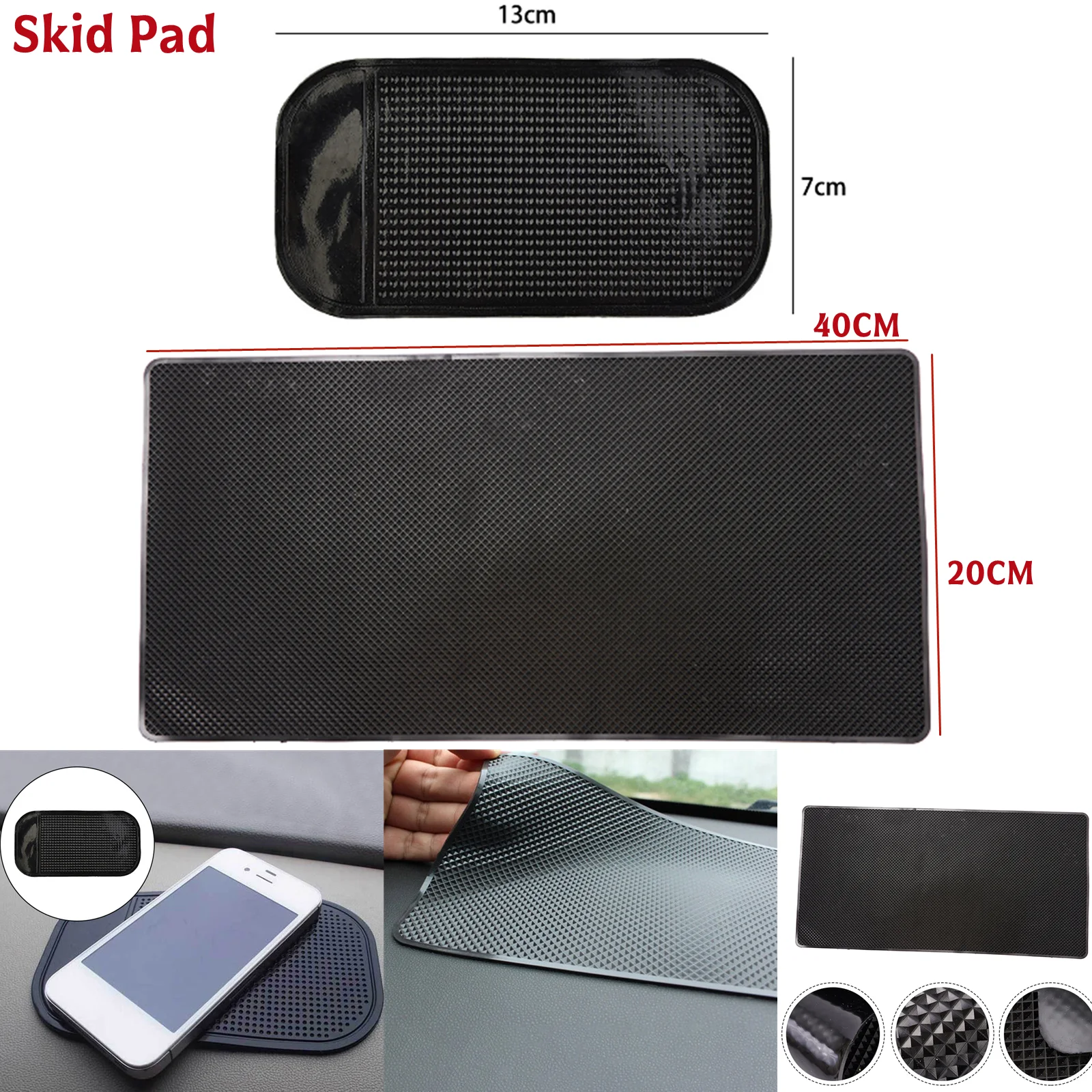 1PCS Black Rubber Skid Pad Anti-Skid Slip Proof Grip Mat For GPS Cell Phone Car Dashboard Holder Pad40x20CM/13x7cm Dash Mat/pad