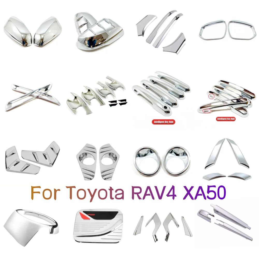 

LHD！For Toyota RAV4 XA50 2019-2023 ABS Chrome Exterior Accessories Car Front Grille Center Head Logo Cover Rearview Mirror Trims