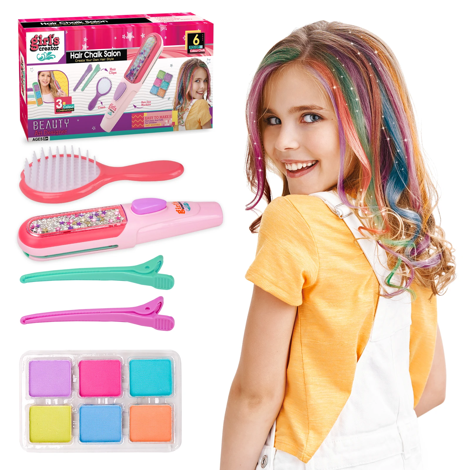 

Crafts Art Toy Set for 6 7 8 9 10 Year Old Kids Girls Hair Chalk Make up Toy for Girls Decorations Party Birthday Gifts