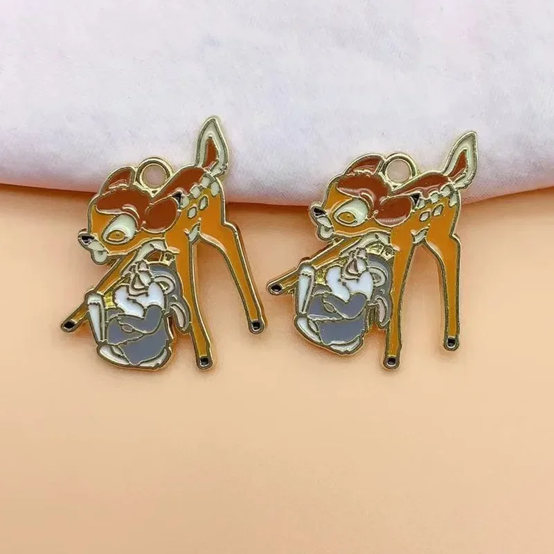 10pcs Enamel Charm Cartoon Cute Squirrel Rabbit Deer Pendant DIY Keychain Necklace Pendant Jewelry Accessories Anime Charms