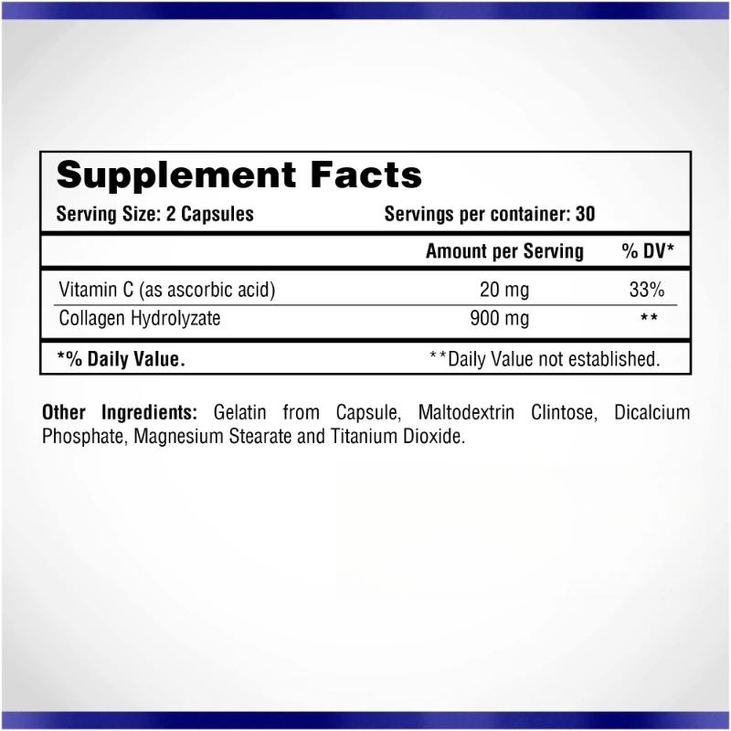 Collagen Capsules Containing Vitamin C - Anti-aging, Immune Support, Healthy Hair, Skin, and Nail Supplements -60 Capsules