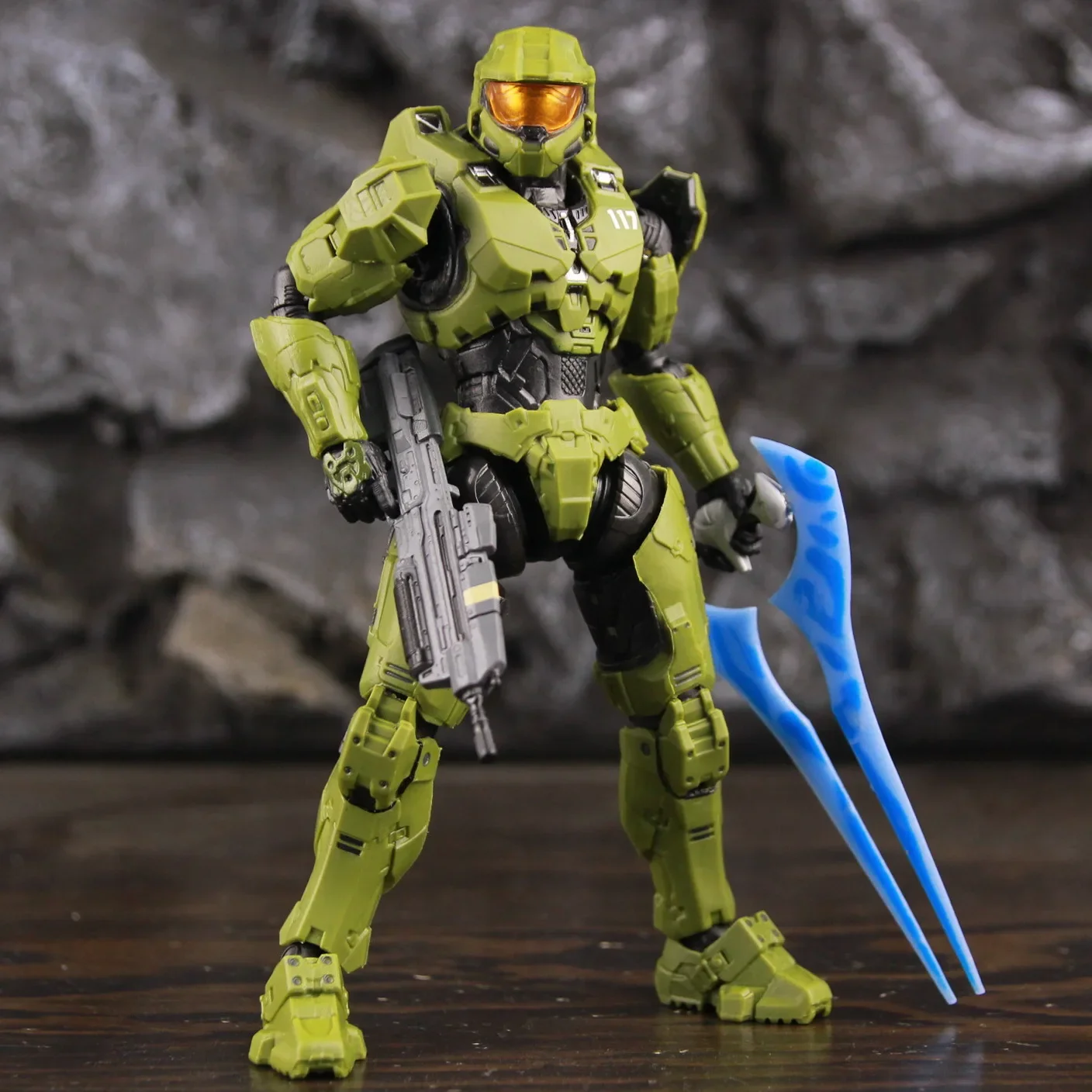 

New Hot Sale 18cm Green Warrior Action Figure Master Chief Mk Vi 1/12 Lightsaber Soldier For Table Display Kids Gift