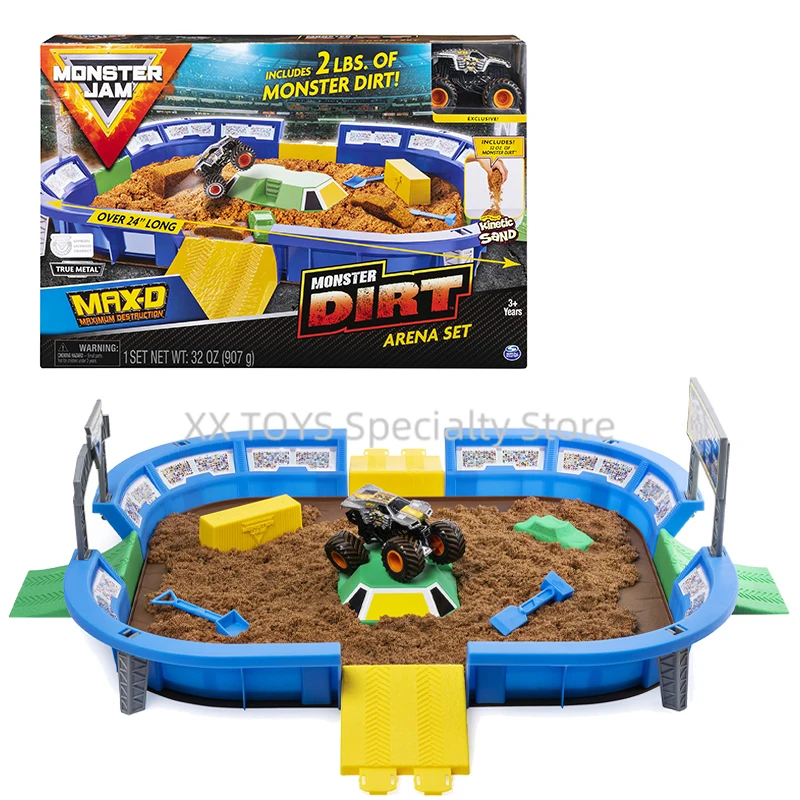 Monster Jam Monster Dirt Arena 24-Inch Playset with 2 Pound Monster Dirt and Exclusive 1:64 Scale Cast Monster Jam Truck Toys